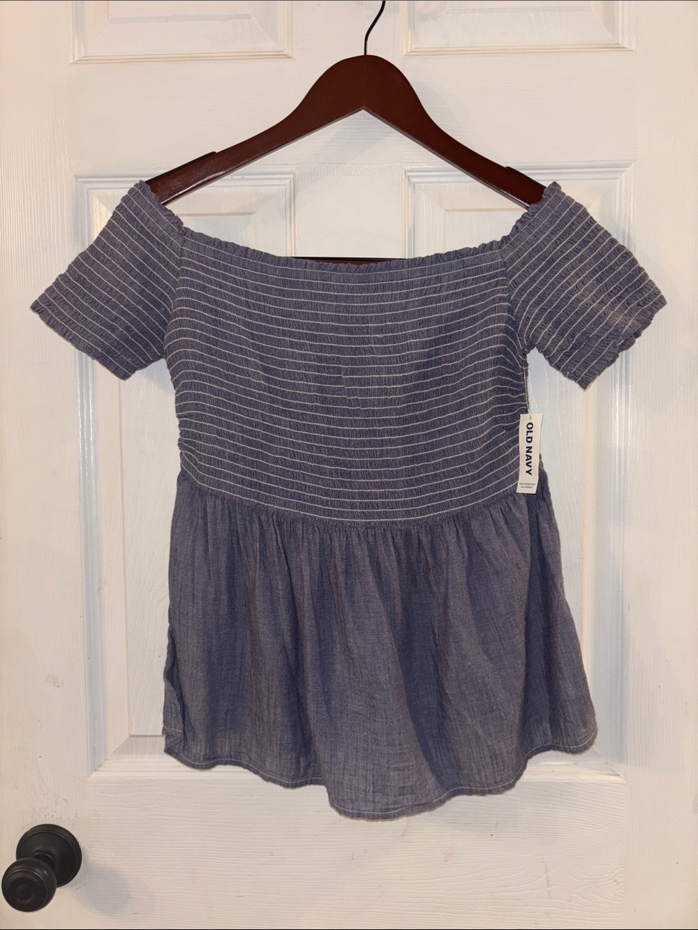 NWT Old Navy Blue Striped Peplum Top